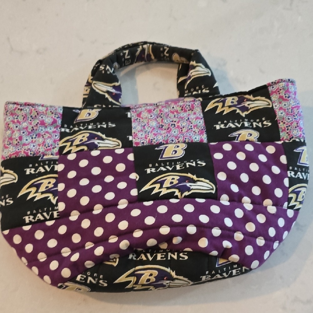 Handmade Baltimore Ravens Patchwork Tote Bag Purple Black NFL Gameday